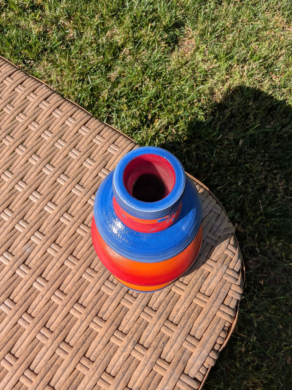 Thumbnail: Sassy Red, Medium Blue, Carrot and Black Vase 