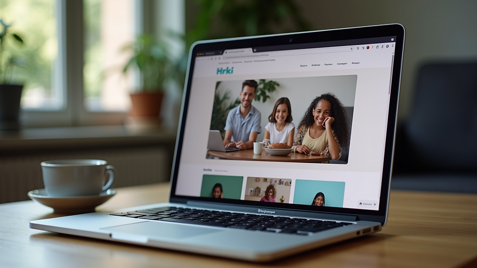 Close-up view of a laptop screen showing a brand's website featuring user-generated content