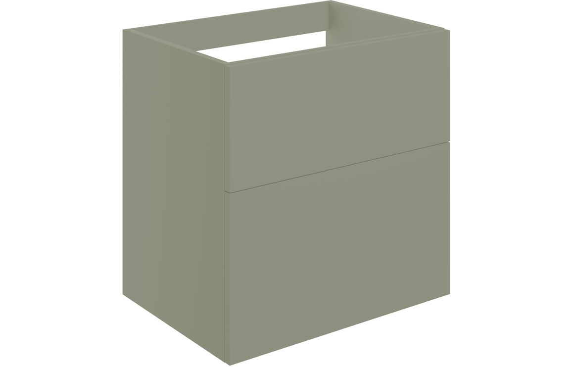 Veyra 590mm Wall Hung 2 Drawer Basin Unit (No Top) - Matt Olive Green