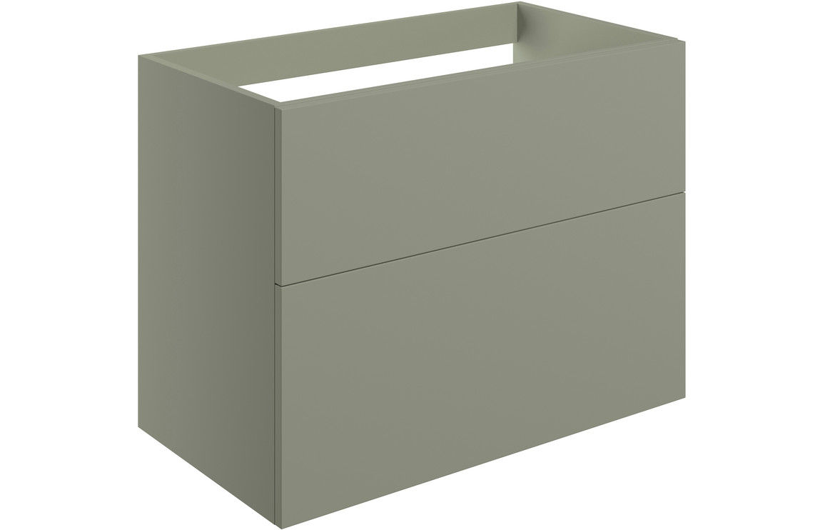 Veyra 790mm Wall Hung 2 Drawer Basin Unit (No Top) - Matt Olive Green