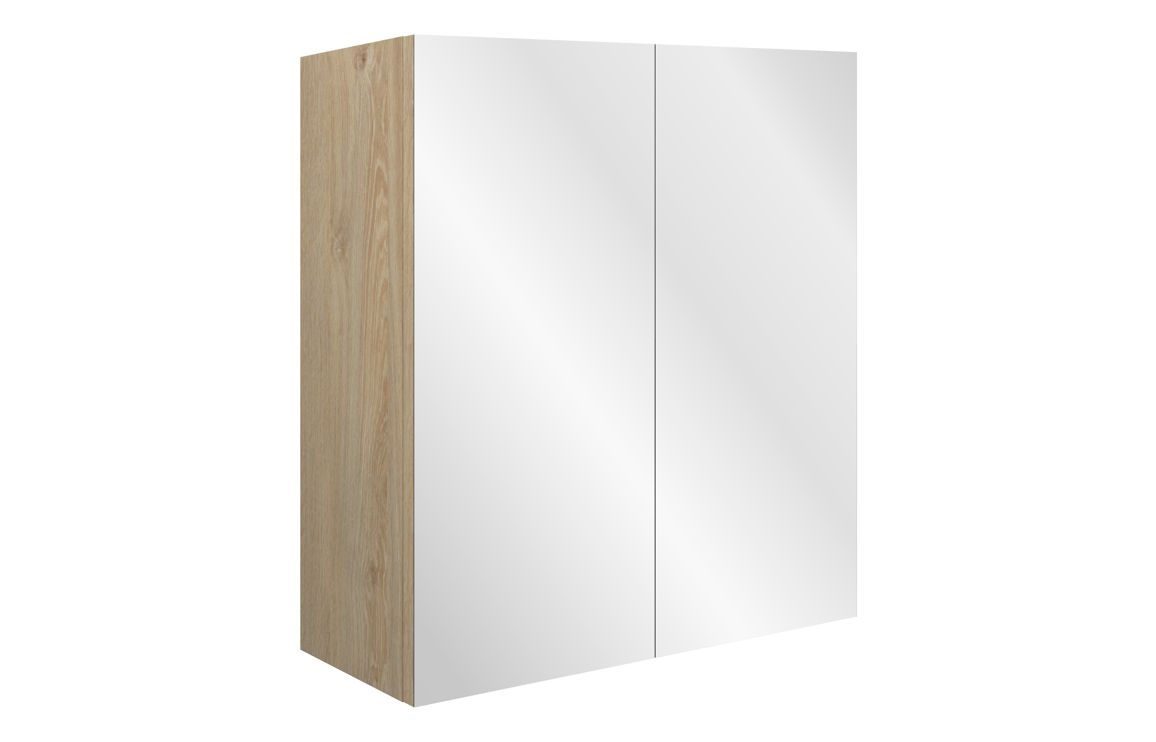 Glint 600mm Mirrored Wall Unit - Matt Arley Blue (Oak Cab)