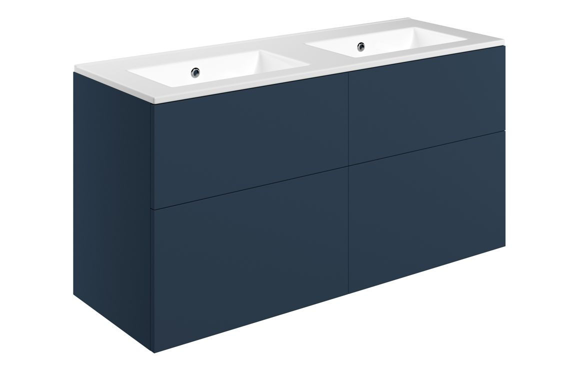 Veyra 1210mm Wall Hung 4 Drawer Basin Unit & 0TH Basin - Matt Deep Blue