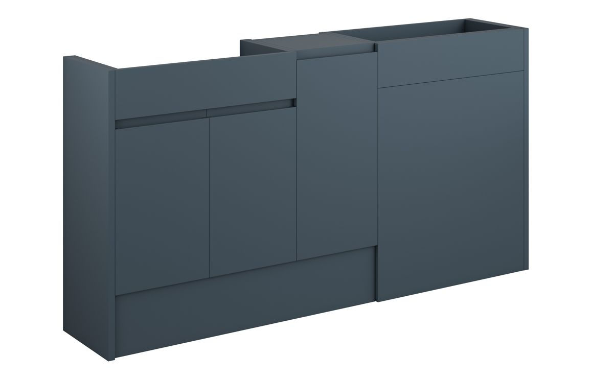 Glint 1536mm Standard Basin, WC & 1 Door Unit Pack - Matt Arley Blue (Grey Cab)