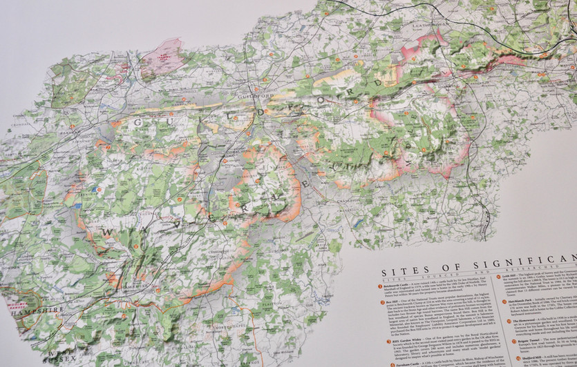 Surrey Hills map on canvas