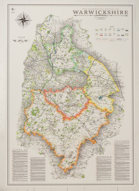Vintage style map of Warwickshire