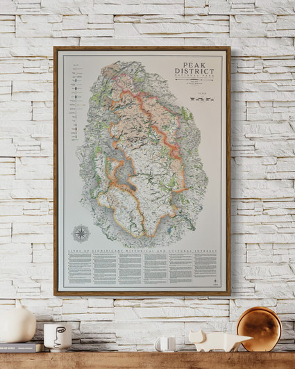 Framed map of the Peak District