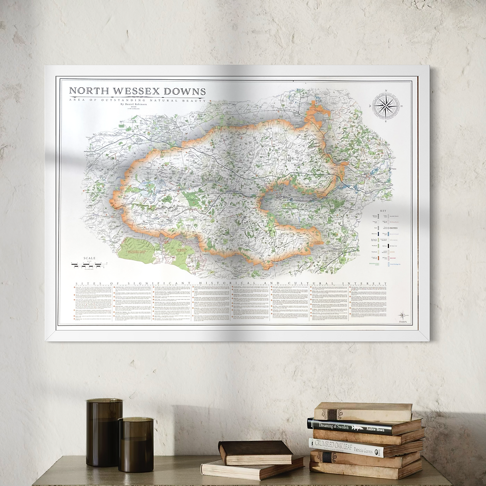 Thumbnail: Framed North Wessex Downs Map