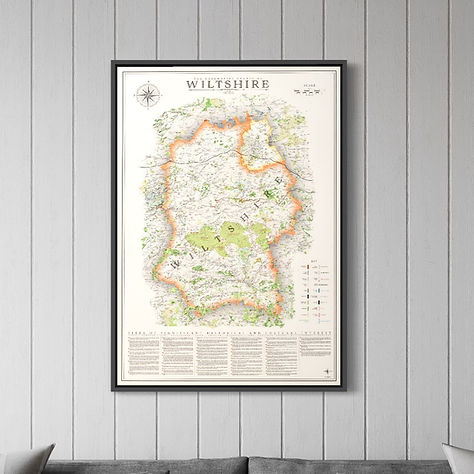 Framed map of Wiltshire