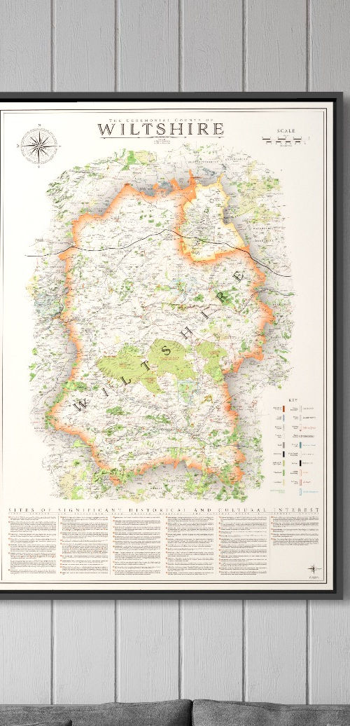 Framed map of Wiltshire