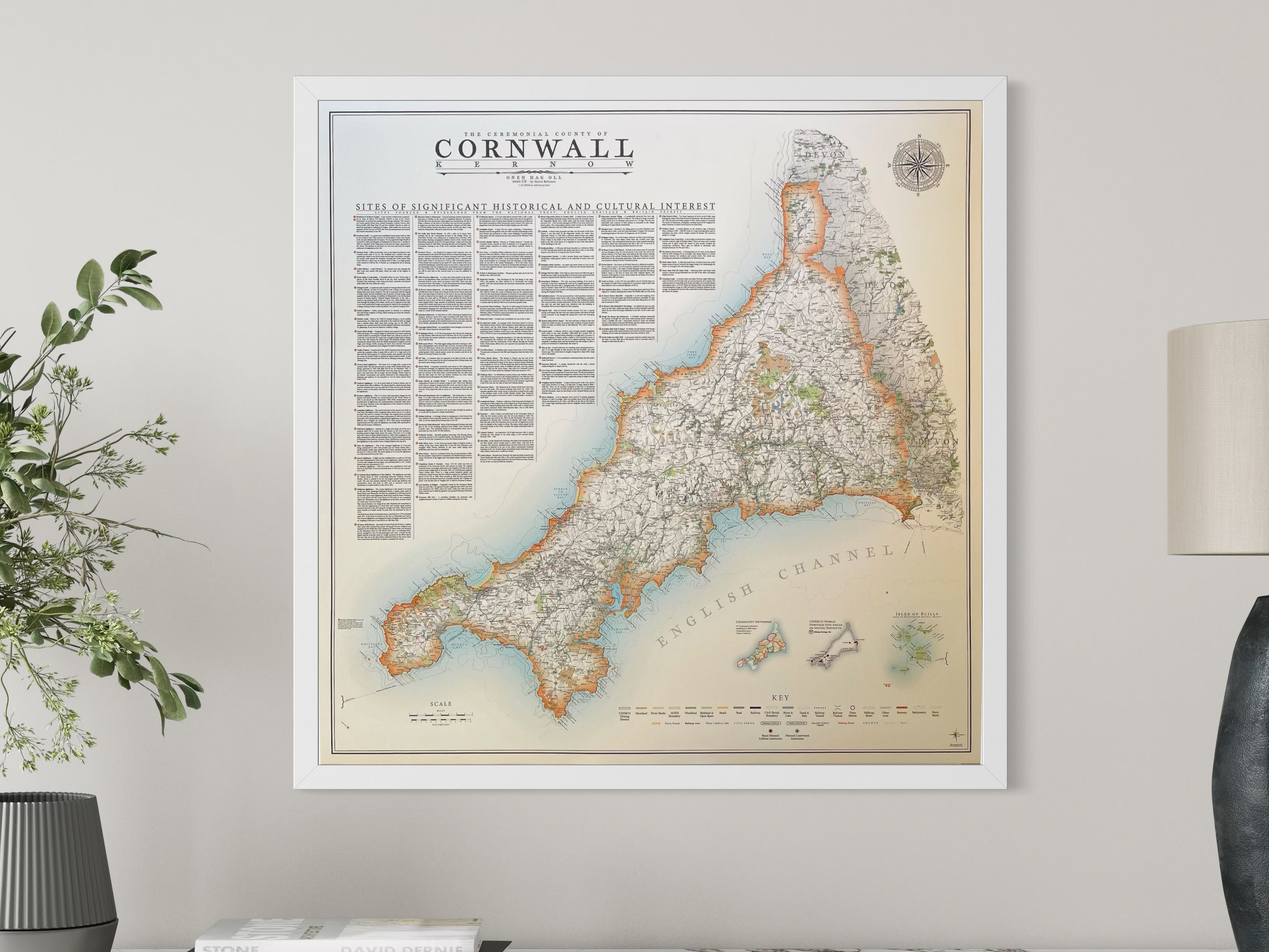 Cornwall Map - blue coastline