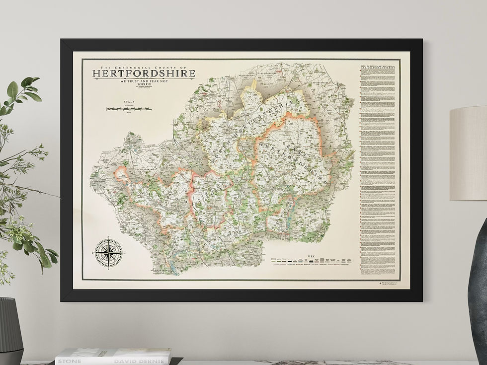 Thumbnail: Framed Hertfordshire map