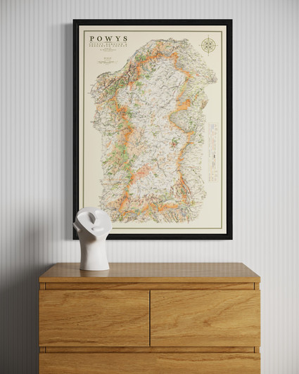 Framed map of Powys