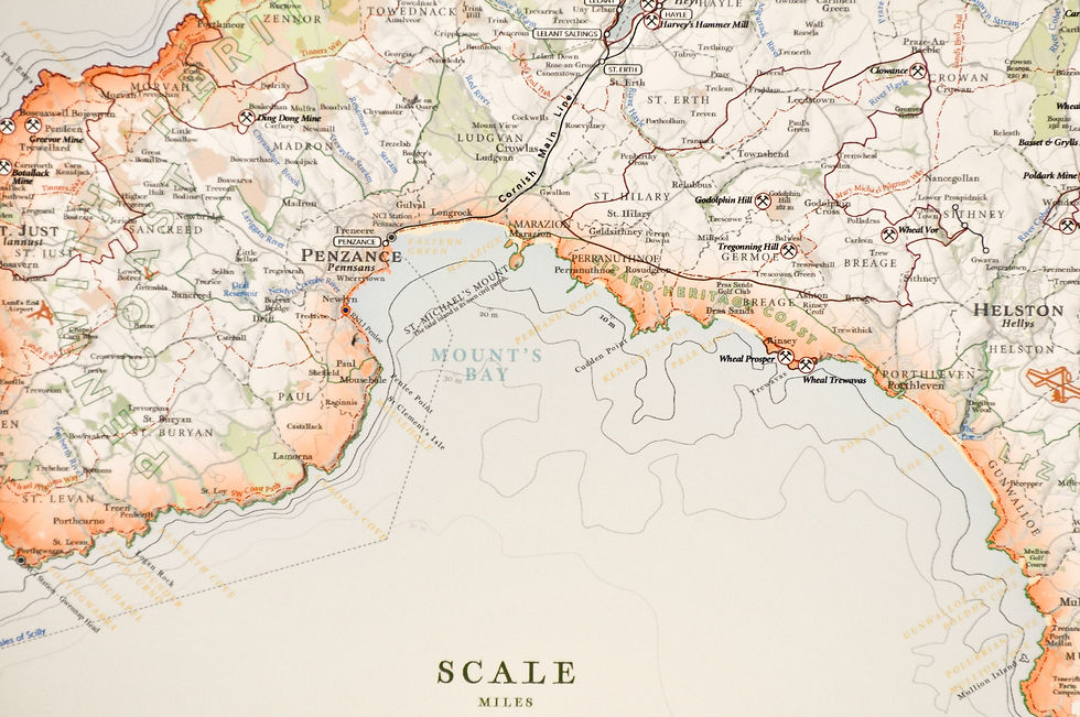 Thumbnail: South west Cornwall map print