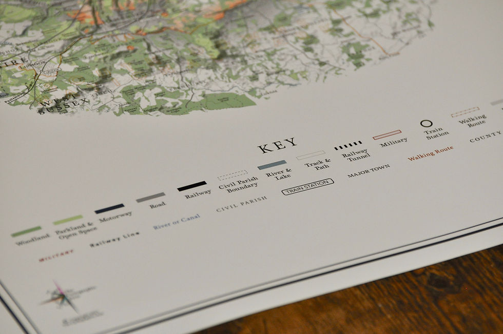 Thumbnail: Surrey Hills map print