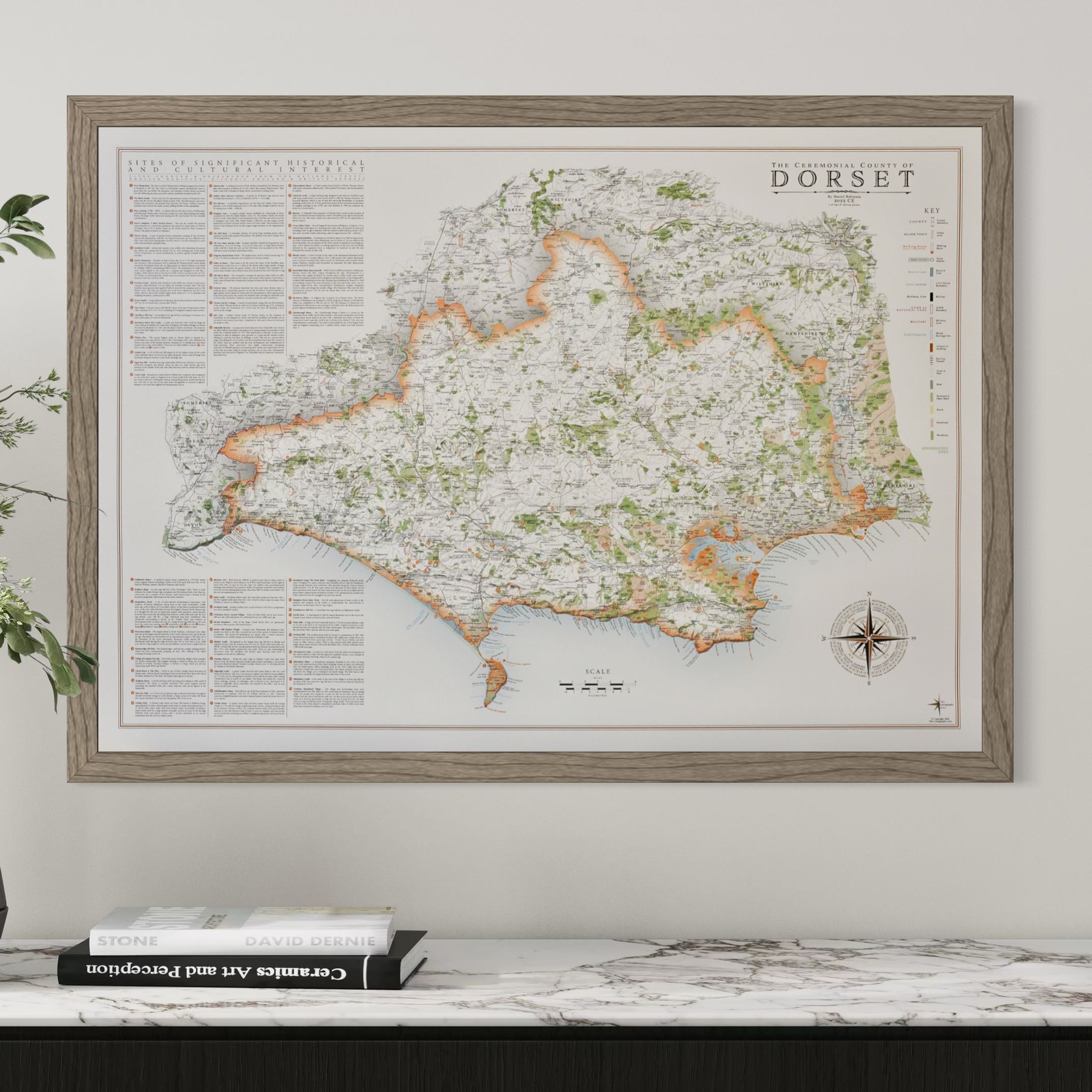 Framed Dorset Map