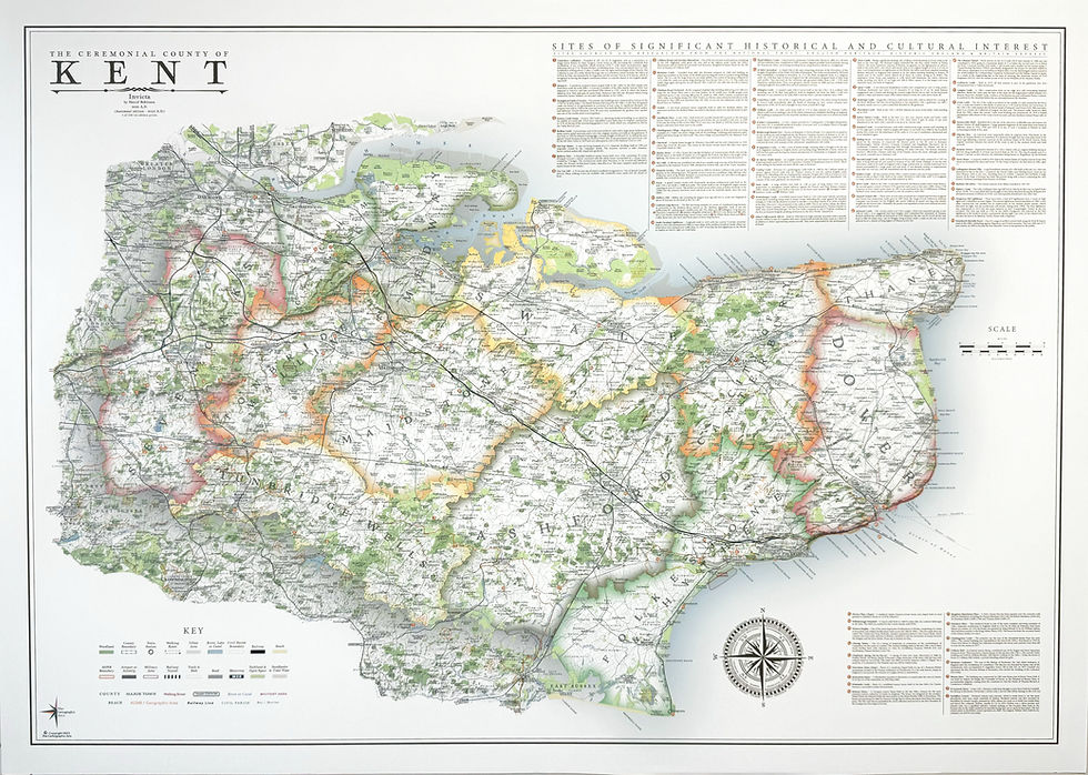 Wall Maps Of Kent Kent Downs The Cartographic Arts