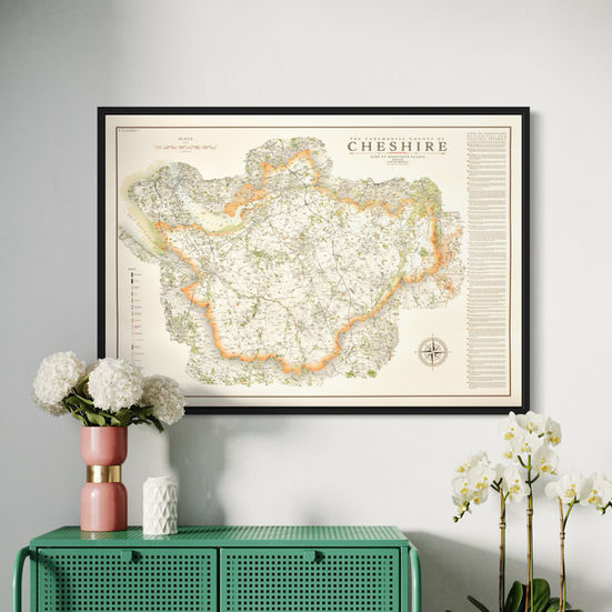 Framed map of Cheshire