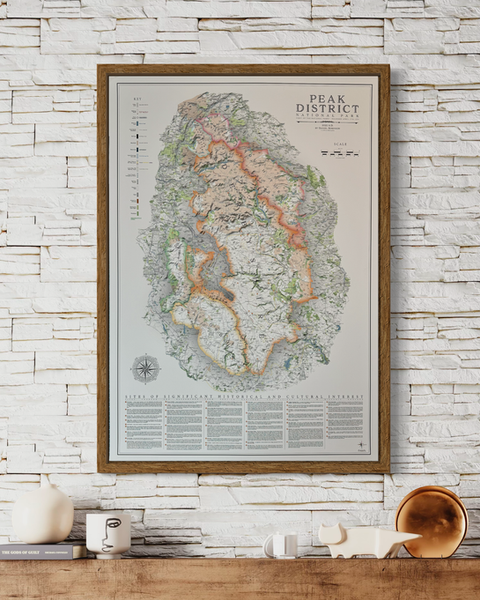 Framed map of the Peak District
