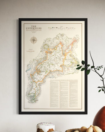 Framed Map of the Cotswolds
