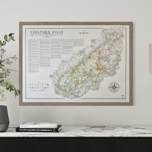 Framed map of the Chiltern Hills