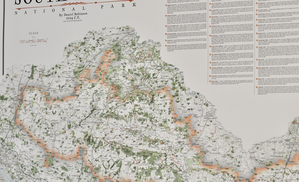 South Downs wall map