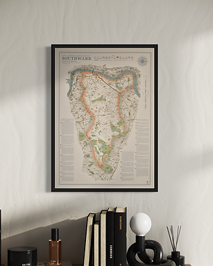 Wall map of Southwark