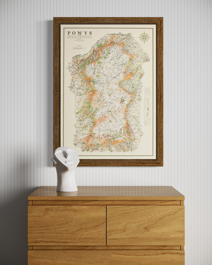 Framed map of Powys