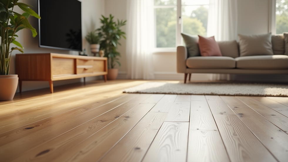 Close-up view of elegant baseboards in a cozy living room