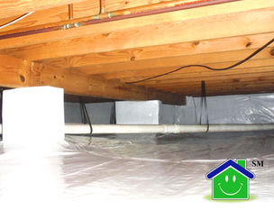 Crawlspace encapsulation project in Toms River, NJ - Completed by Crawlspace Solutions, showcasing a mold-resistant vapor barrier installation at a height of 16 inches.