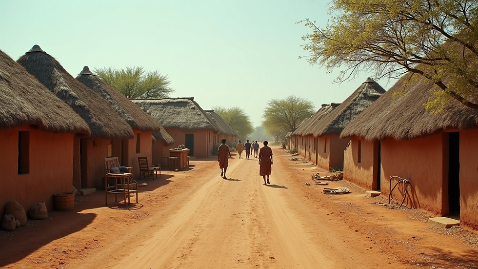 Wide angle view of a traditional village in Southern Africa