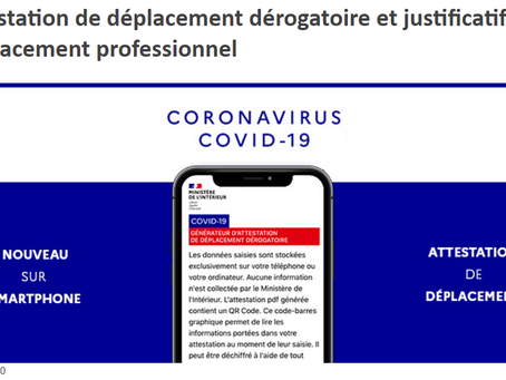 [COVID-19] NOUVEAU Une attestation dérogatoire numérique