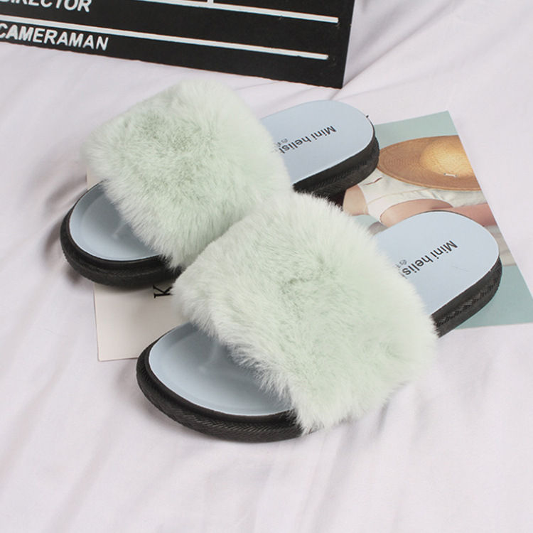 Thumbnail: 2020 Women Furry Slippers Ladies Cute Plush Fox Hair Fluffy Sandals Fur Slippers