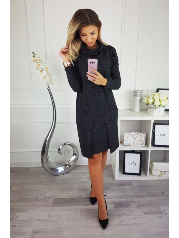 Thumbnail:  Long sleeve big pocket dress with belt