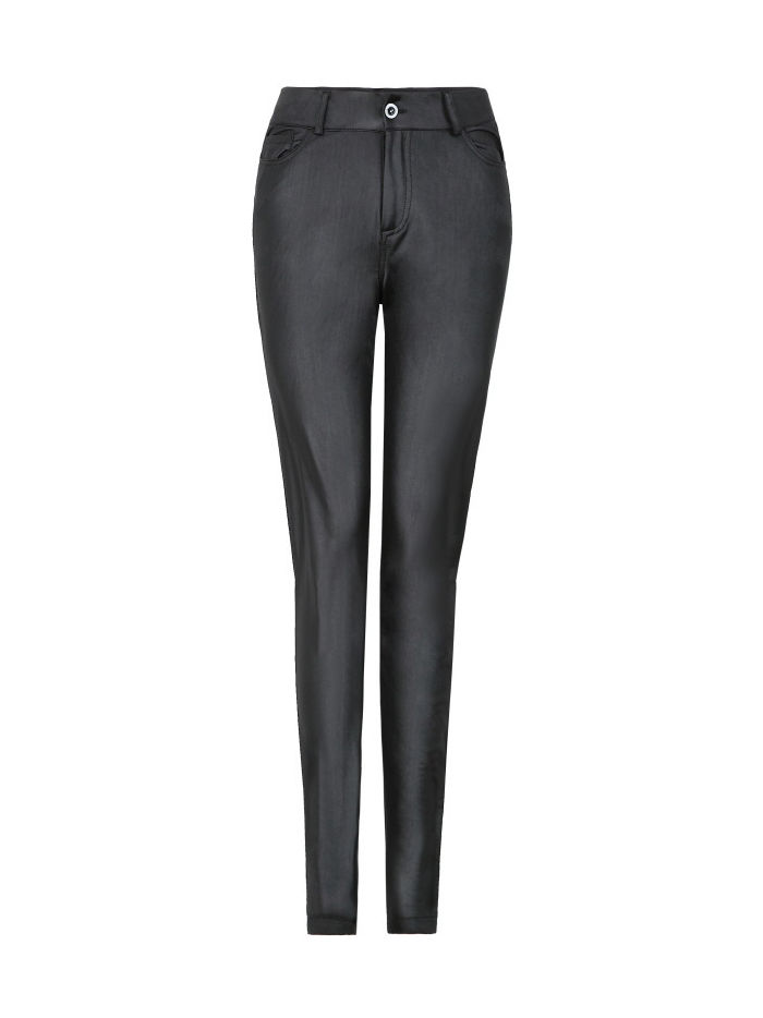Thumbnail: Sexy High Waist Skinny Black Pu Pants

