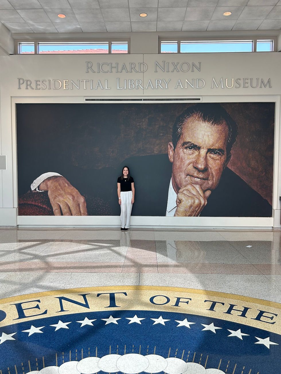 Photo courtesy of Piper Hanson. This is her at the Richard Nixon Presidential Library and Museum, where she works part-time.