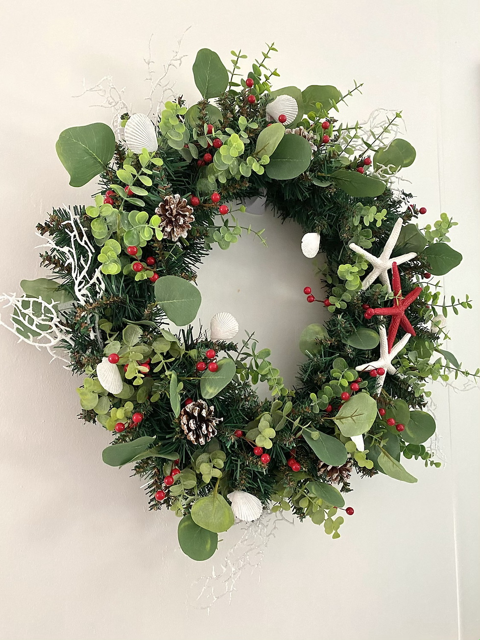 Thumbnail: Red and White Coral Wreath - 50cm