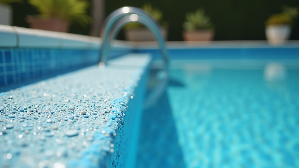 Close-up view of a pool surface being resurfaced during remodeling