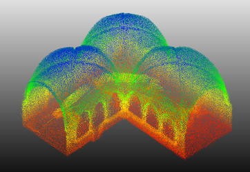 a rainbow of colored dots on a black background