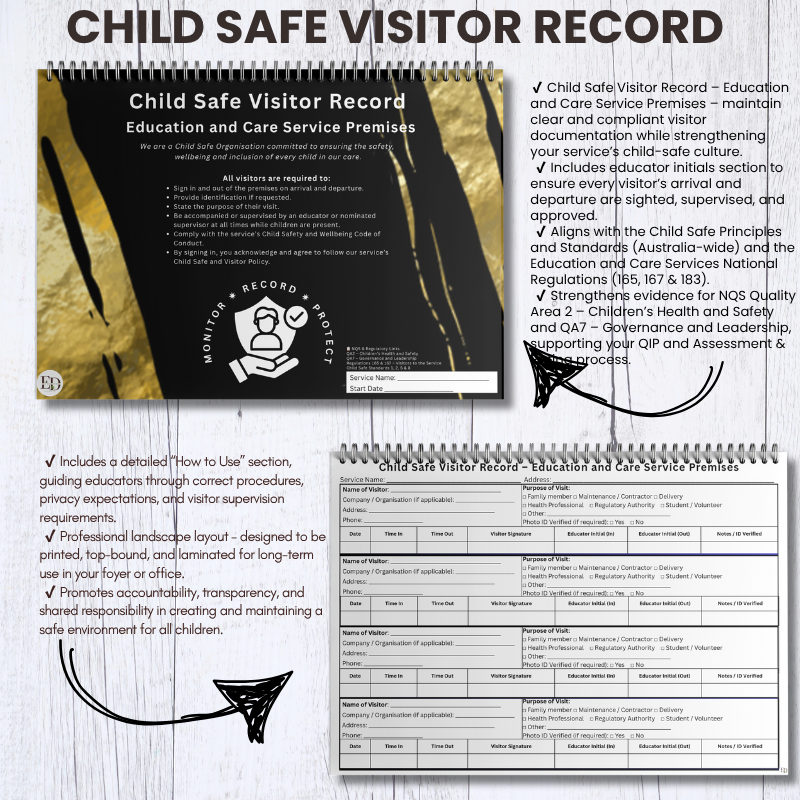 Child Safe Visitor Record – Education and Care Service Premises