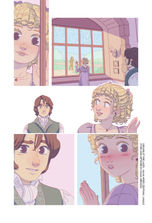 Comic page with Ftizwilliam Darcy and his sister Georgiana from Pride and Prejudice by Jane Austen, drawn in a manga style. In this comic book, Giulia Adragna, the author, imagines a sequel for the Bennet family after one year after the end of the original novel.