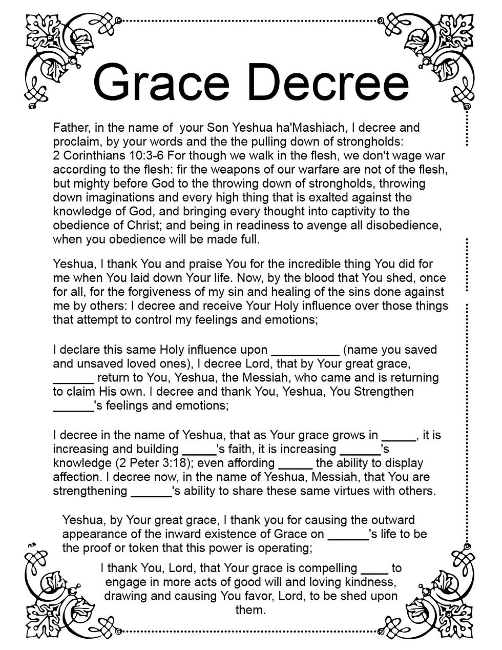 A decree for Grace, Yeshua's Great Grace - a Living Weapon for today's spiritual battles
