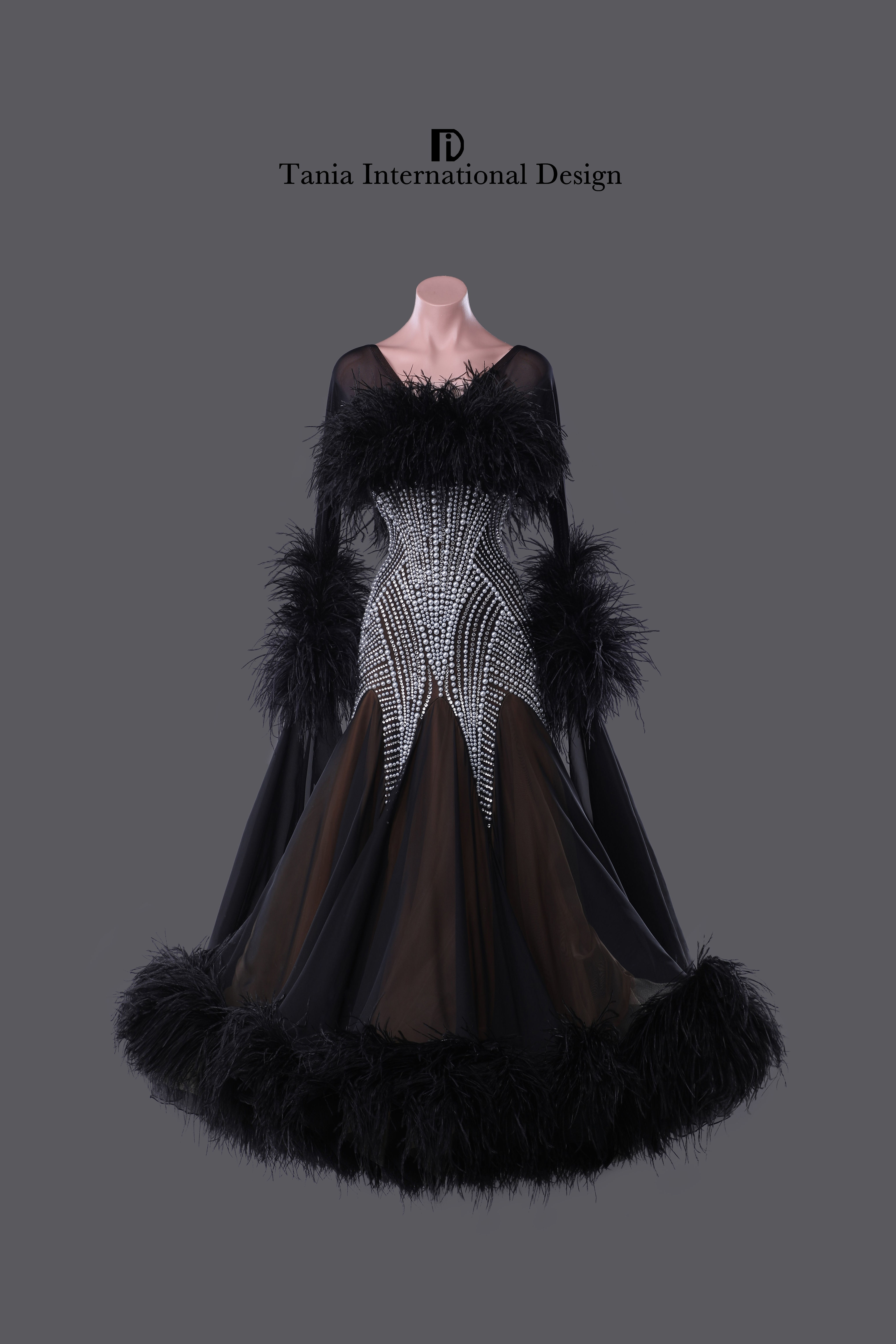 セミオーダー可能【TIDM553】ふわふわフロートと繊細なパールの高級感溢れるドレス