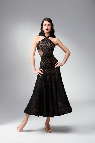 TID M349D】スペシャル ボールルームワンピース(黒＆ヒョウ柄