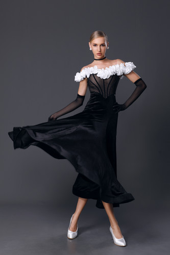 TID M353D】スペシャル ボールルームワンピース(黒) | adsjapan-danceshoes