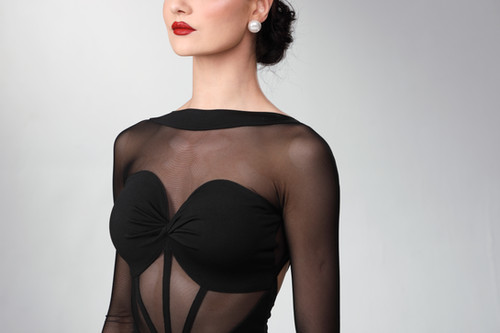 TID M362D】 ボールルームワンピース(黒) | adsjapan-danceshoes