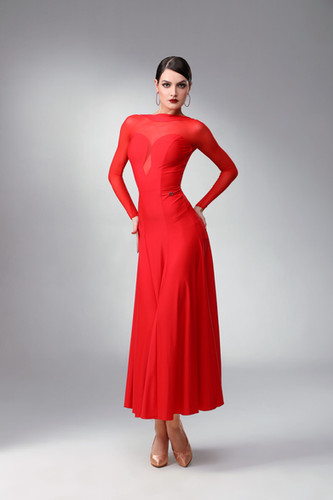 TID M348D】ボールルームワンピース(赤) | adsjapan-danceshoes