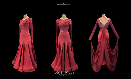TID M332D】スペシャル ボールルームワンピース(ワインレッド