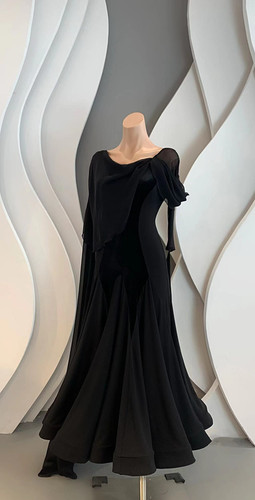 TID D004D】プレミアムボールルームワンピース(黒スパンコールつき