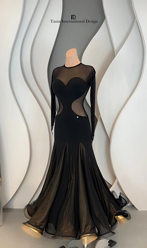 TID M183D】ボールルームワンピース(黒) | adsjapan-danceshoes