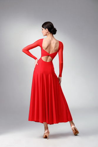 TID M350D】ボールルームワンピース (赤) | adsjapan-danceshoes